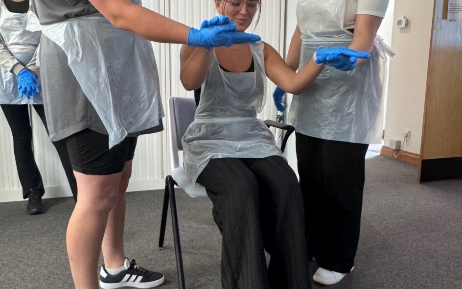 Training at one of our offices for our new starters featuring three of our new carers.